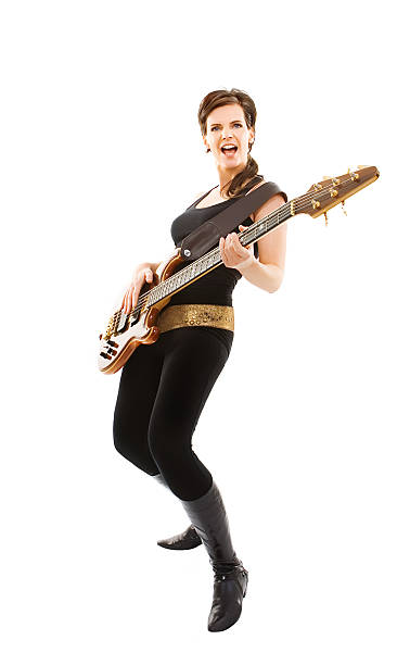 playing guitar woman playing guitar woman bass instrument stock pictures, royalty-free photos & images