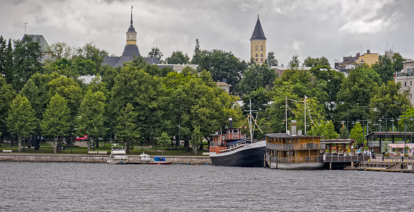 View of lake Saimaa, harbor and town of Lappeenranta, Finland