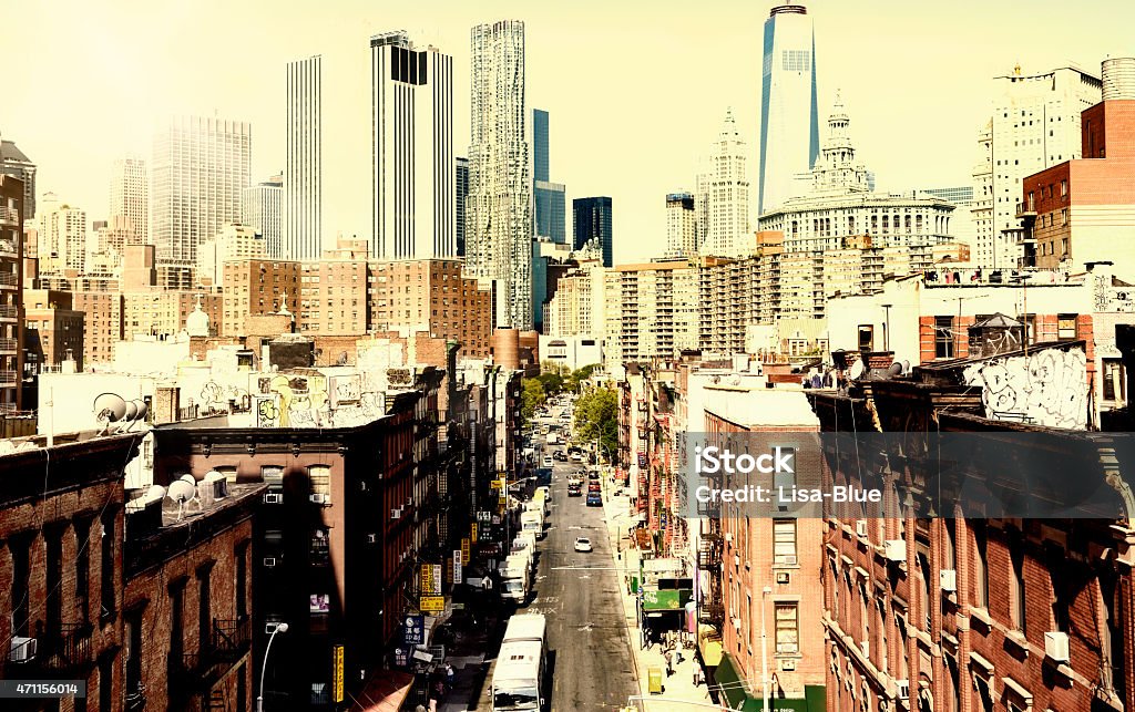Chinatown, Freedom Tower, Lower Manhattan, NYC. Aerial View Chinatown, Lower Manhattan, NYC. Chinatown Stock Photo