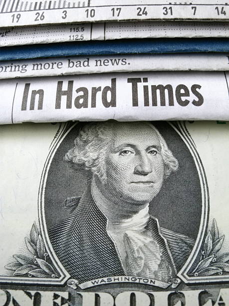 ハード時間 - newspaper headline unemployment finance recession ストックフォトと画像