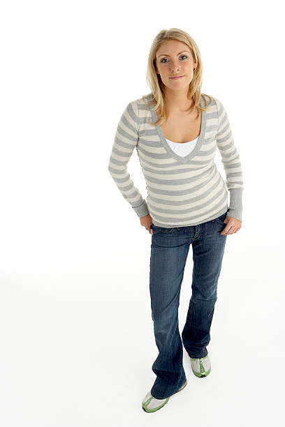 Full Length Portrait Of Young Woman stock photo