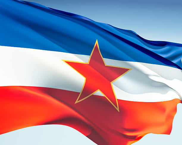 bandera de la antigua yugoslavia - serbia y montenegro fotografías e imágenes de stock