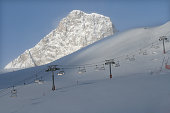 Ski lift on a Mountain in the French Alps