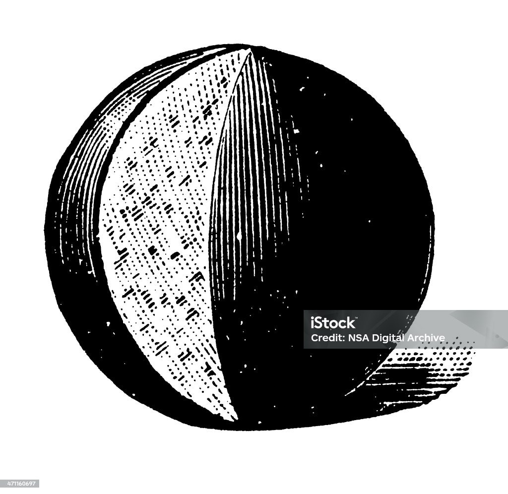 Vintage Clip Art e ilustrações/Round queijo - Ilustração de Alto contraste royalty-free