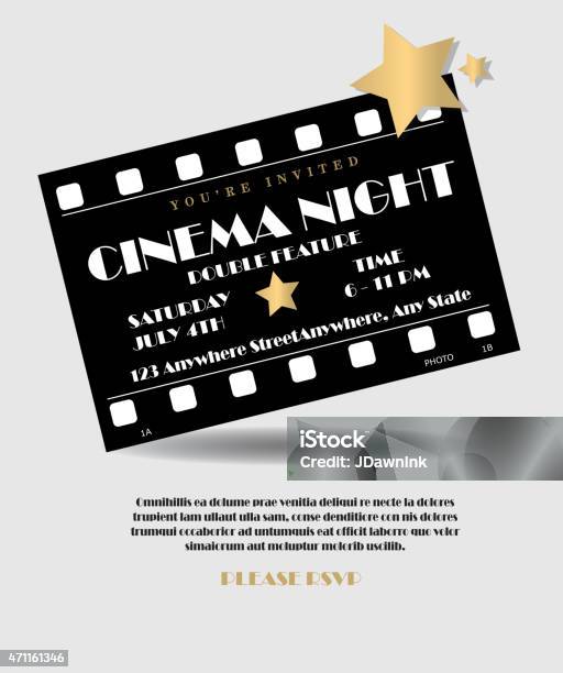 Retro Cinema Movie Film Cell Invitation Design Template Stock Illustration - Download Image Now