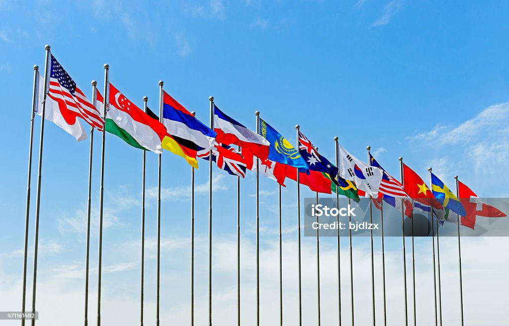 National Flag under blue sky National Flag Stock Photo