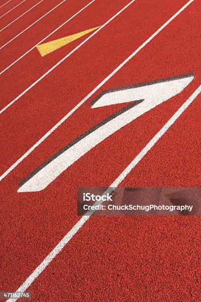 Running Track Sports Training Venue Stock Photo - Download Image Now - Starting Gate, Abstract, Competition