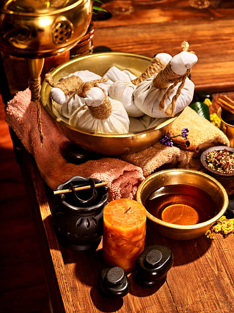 istock Ayurvedic spa massage still life 471164320