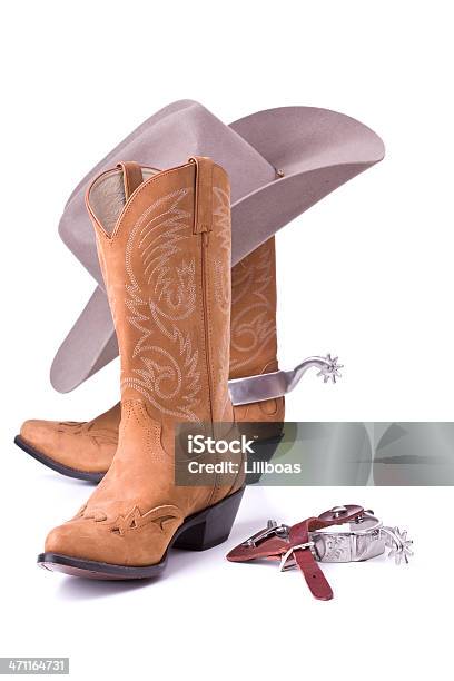 Stivali Da Cowboy E Spurs - Fotografie stock e altre immagini di Cappello da cowboy - Cappello da cowboy, Scontornabile, Stivale