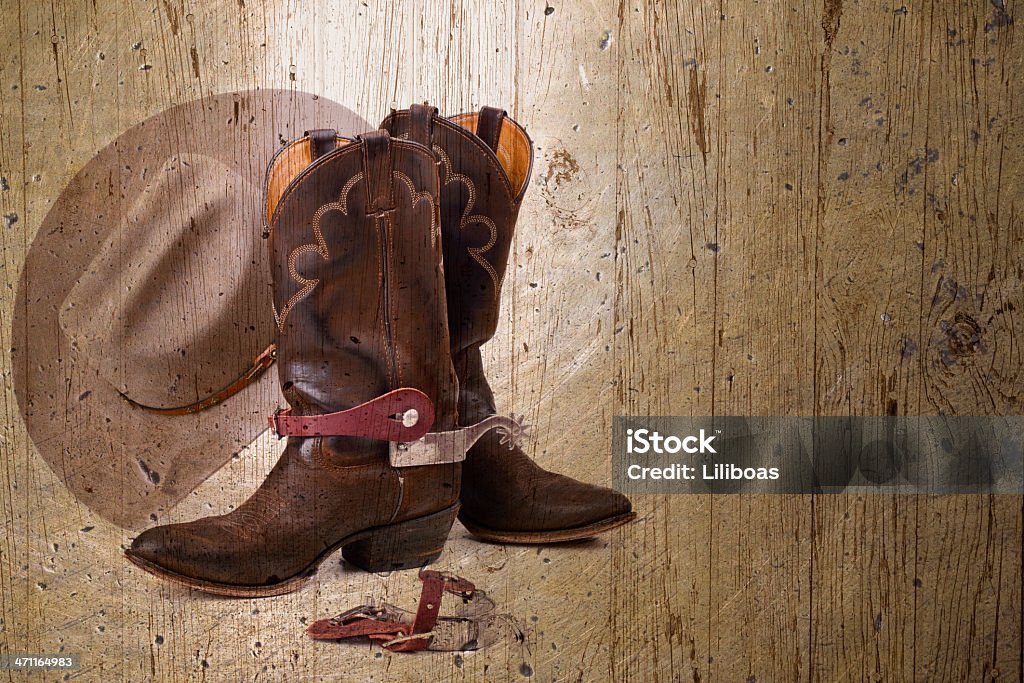 Botas de vaquero, gorro y Spurs - Foto de stock de Bota libre de derechos