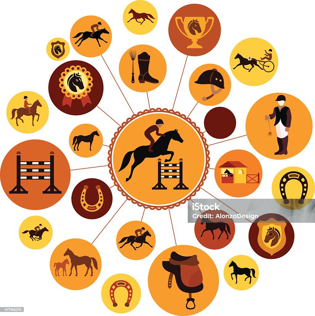 Carreras de caballos - arte vectorial de Ícono libre de derechos