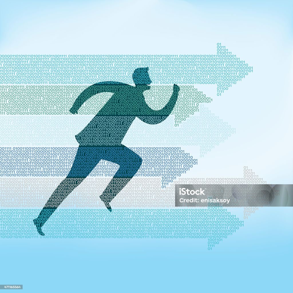 Illustration of man running with arrows pointing Arrows Catching stock vector