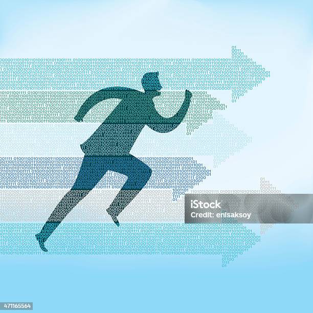 Illustration Of Man Running With Arrows Pointing Stock Illustration - Download Image Now - Catching, 2015, Abstract