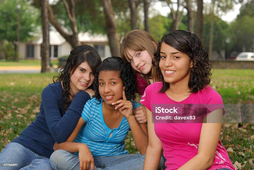 Teenage best friends (series XI) Group of best friends having good time 14-15 Years Stock Photo