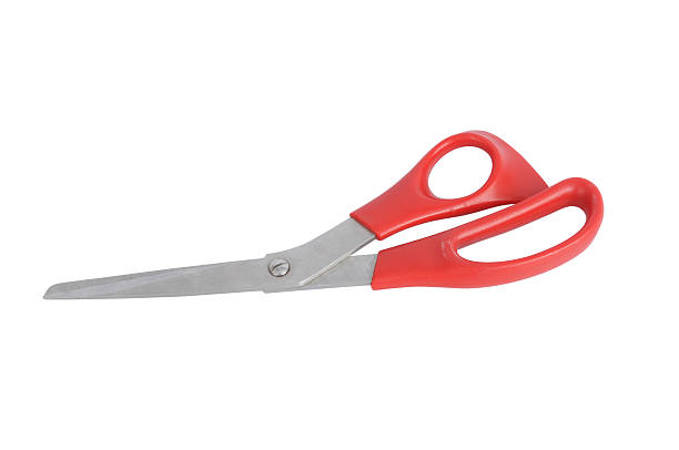 Red handled Scissors closed (path included) stock photo