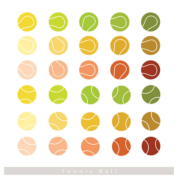 Set of Tennis Balls on White Background vector art illustration