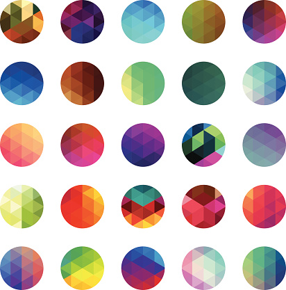 Multi coloured circle mosaic buttons. Isolated on white. Eps8.