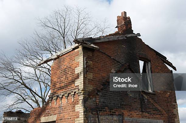 Fire Damaged Farmhouse Stock Photo - Download Image Now - Agriculture, Brick, Built Structure