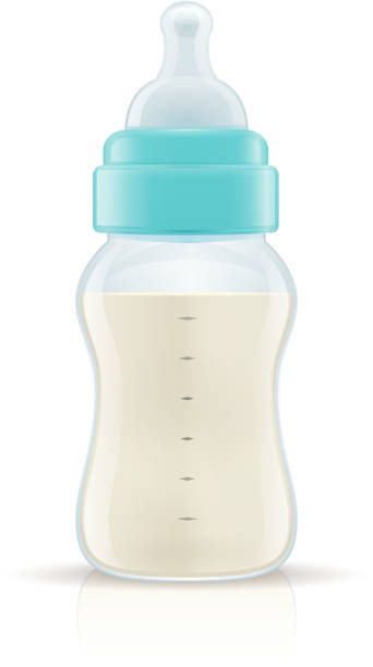 Baby Bottle Baby feed bottle with baby formula vector illustration isolated on white. baby bottle stock illustrations