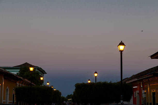 istock street view at sunshine with lamps. 471169048