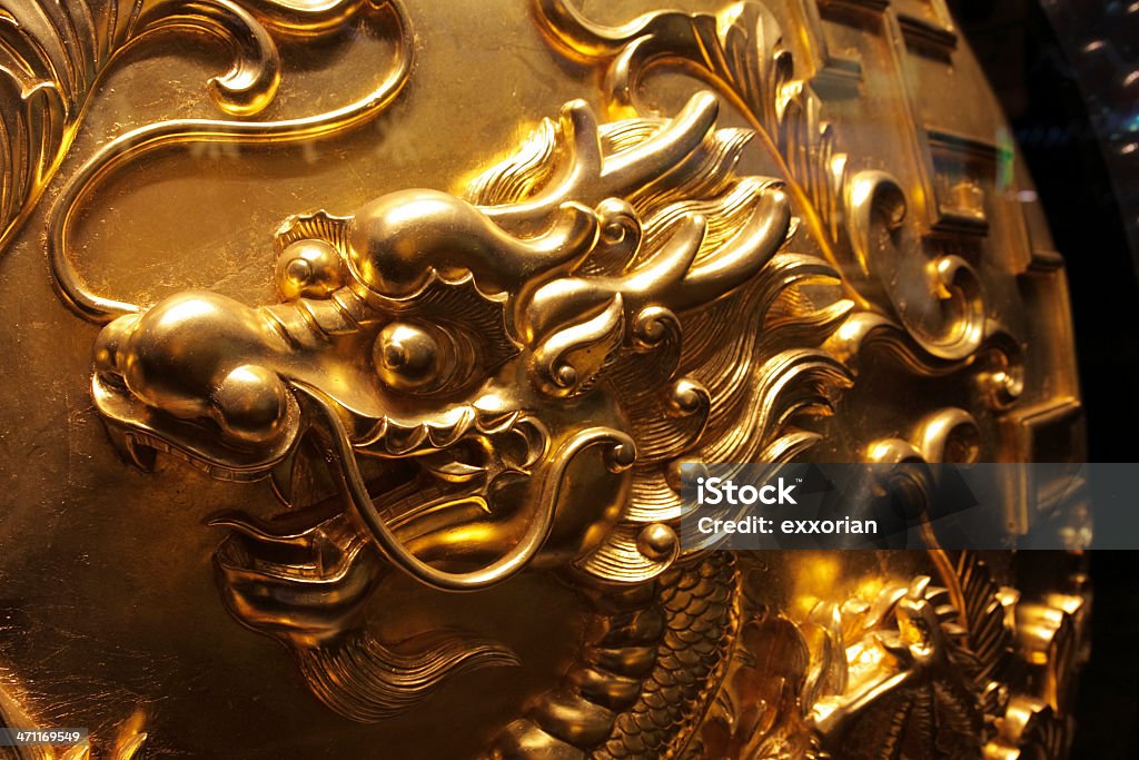 Cabeça de Dragão chinês dourado - Royalty-free Ano do Dragão Foto de stock