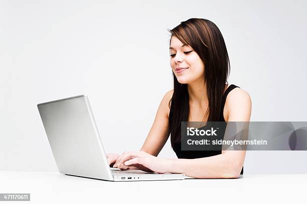 Young Woman With Laptop Stock Photo - Download Image Now - Laptop, White Background, Women