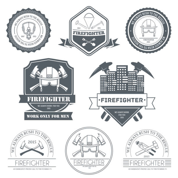 firefighter label template of emblem element for your product firefighter label template of emblem element for your product firefighter shield stock illustrations