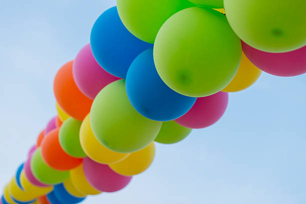 istock Colorful balloons on clear sky 471172456