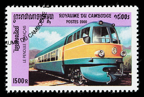 istock Cambodia diesel train postage stamp 471172563