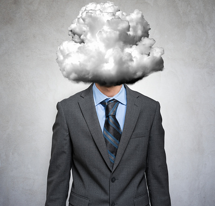 Man with a cloud instead of his head