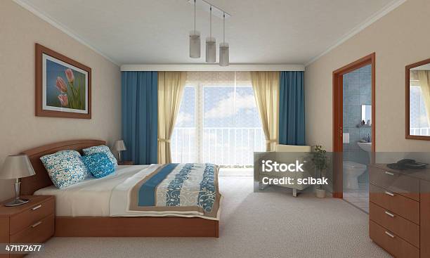 Hotel Room 3d Stock Photo - Download Image Now - Business, Painting - Art Product, Armchair