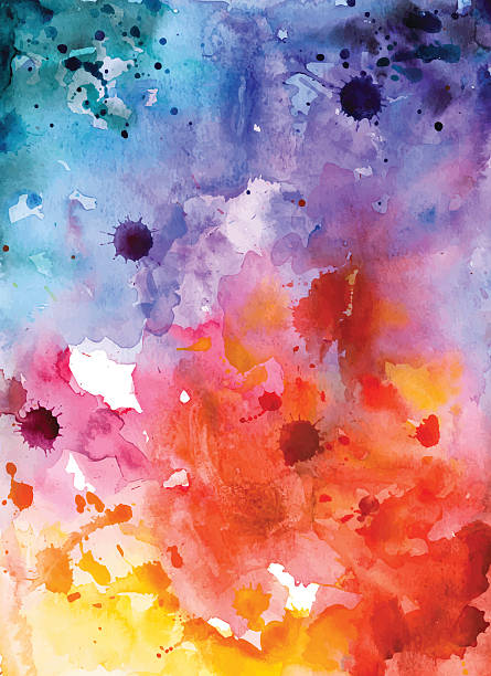 ilustrações, clipart, desenhos animados e ícones de abstrato mão desenhada fundo aquarela, ilustração vetorial - multi colored floral pattern acrylic painting purple