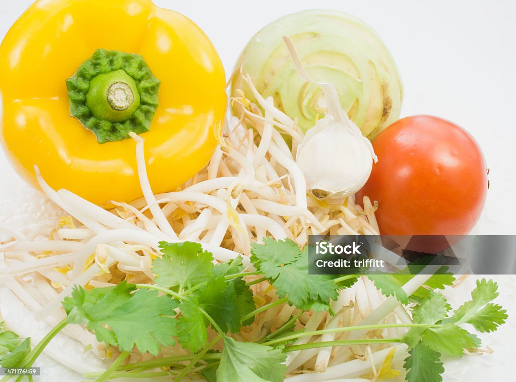 Thinking of Salad A collection of vegetables which could be made into a salad. Bean Sprout Stock Photo
