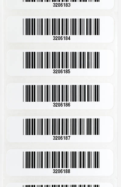 Strip of Bar Codes Row of bar code stickers on a white background. bar code photos stock pictures, royalty-free photos & images