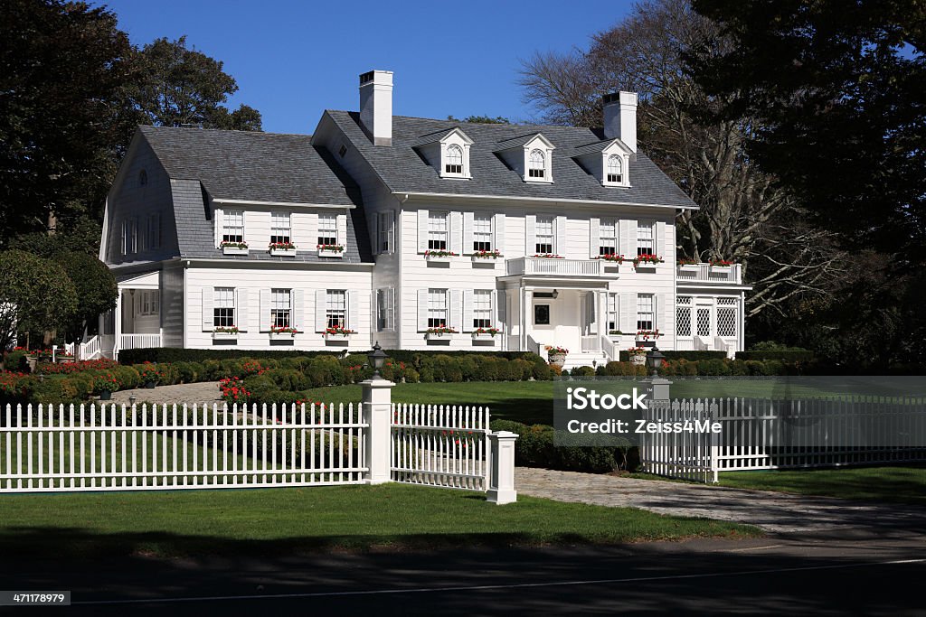 Stately Long Island mansion One of the beautiful mansions in the Hamptons out on Long Island. The Hamptons Stock Photo