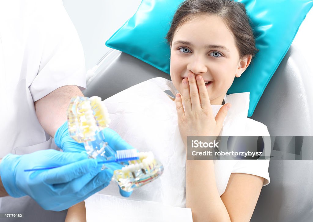 Sealing teeth, the child to the dentist Child in the dental chair dental treatment during surgery. 2015 Stock Photo