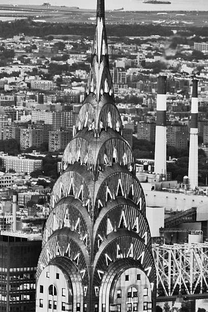 Chrysler building black and white illuminated New York Photo design chrysler building eagles stock pictures, royalty-free photos & images