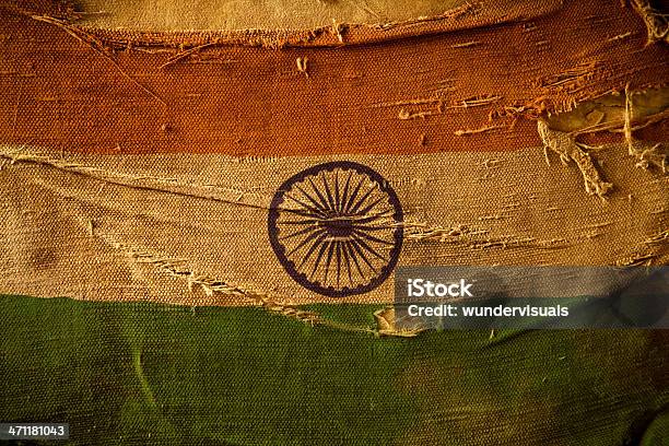 Foto de Bandeira Da Índia e mais fotos de stock de Acabado - Acabado, Amarelo, Amarrotado