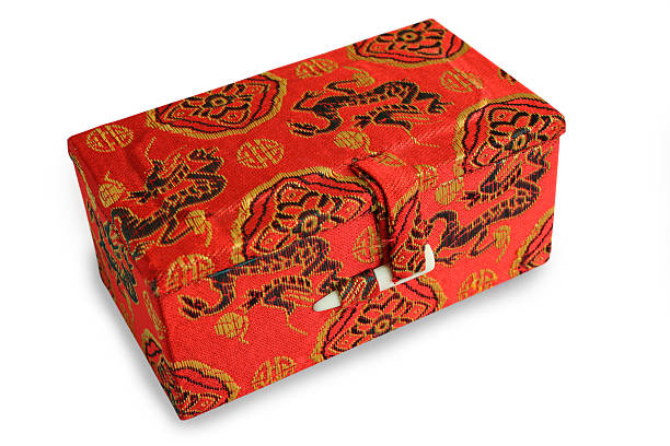 cinese tradizionale scatola del tesoro - asian culture dragon textile symbol foto e immagini stock