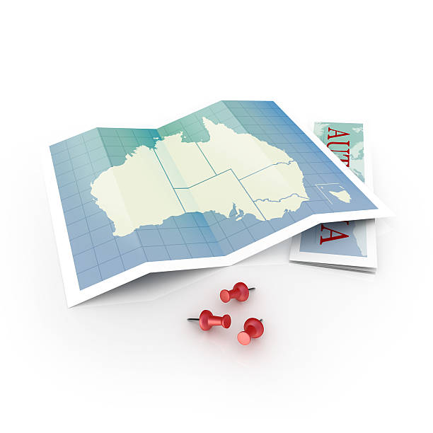 Locate on Australia map, 3D rendered icon for travel, landmarks or GPS concepts and icons..