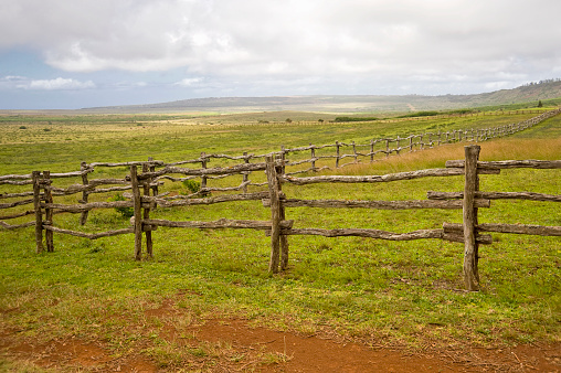 Ranch in Lanai City in Lanai Hawaii with old wooden fence
