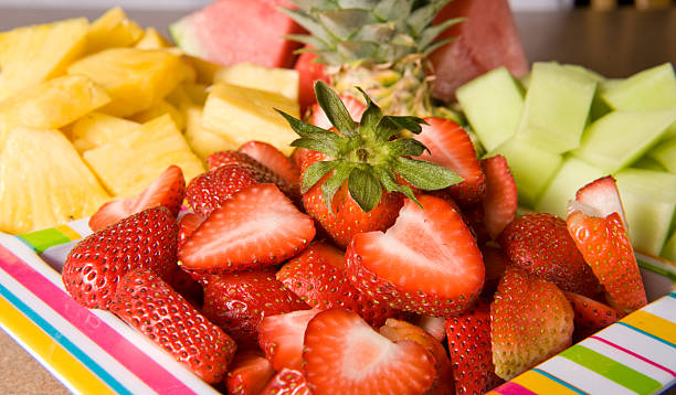 Fresh fruit tray stock photo