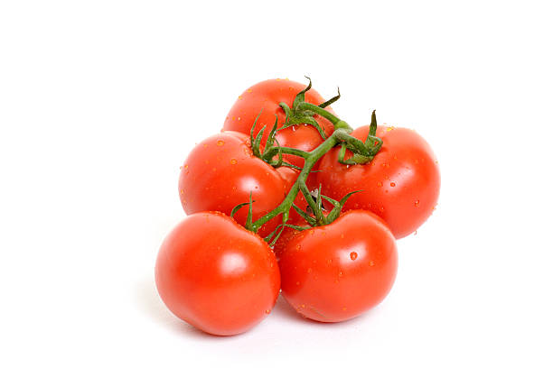 istock Beautiful Red Ripe Tomato Cluster Isolated on White 471186299