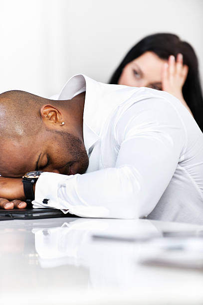 istock Businessman sleeping at the presentation 471186563