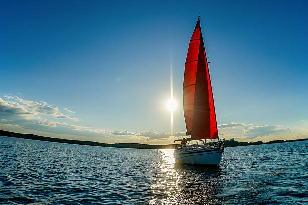 Yacht and blue water ocean, blue skyÂ