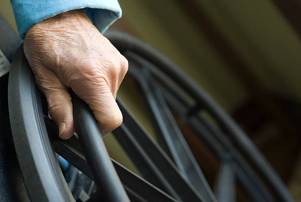 istock Senior hand on wheelchair 471188265