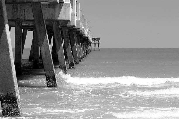 istock Fishing Pier On Beach Black & White 471189355