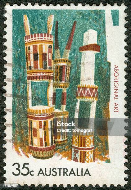 Postage Stamp Stock Photo - Download Image Now - Art, First Peoples of Australia Culture, Painted Image