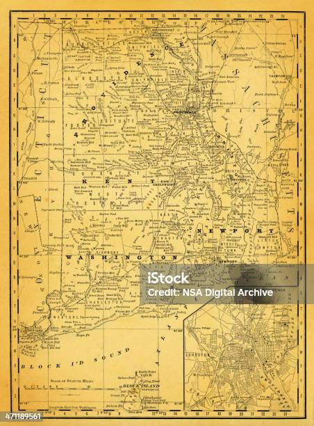 Eua E Mapas Ilustrações Estado De Rhode Island - Arte vetorial de stock e mais imagens de Antigo - Antigo, Antiguidade, As Américas