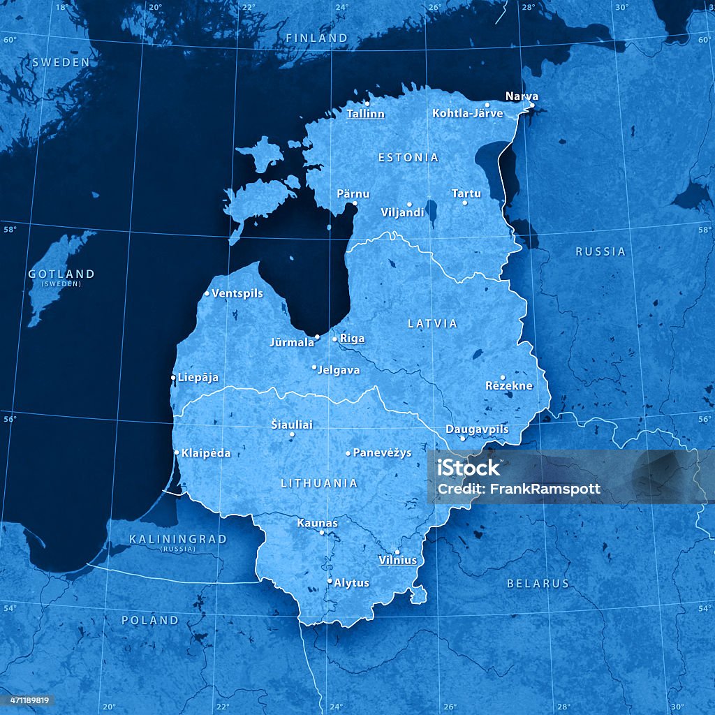 Países Bálticos Topographic mapa - Foto de stock de Mapa topográfico royalty-free